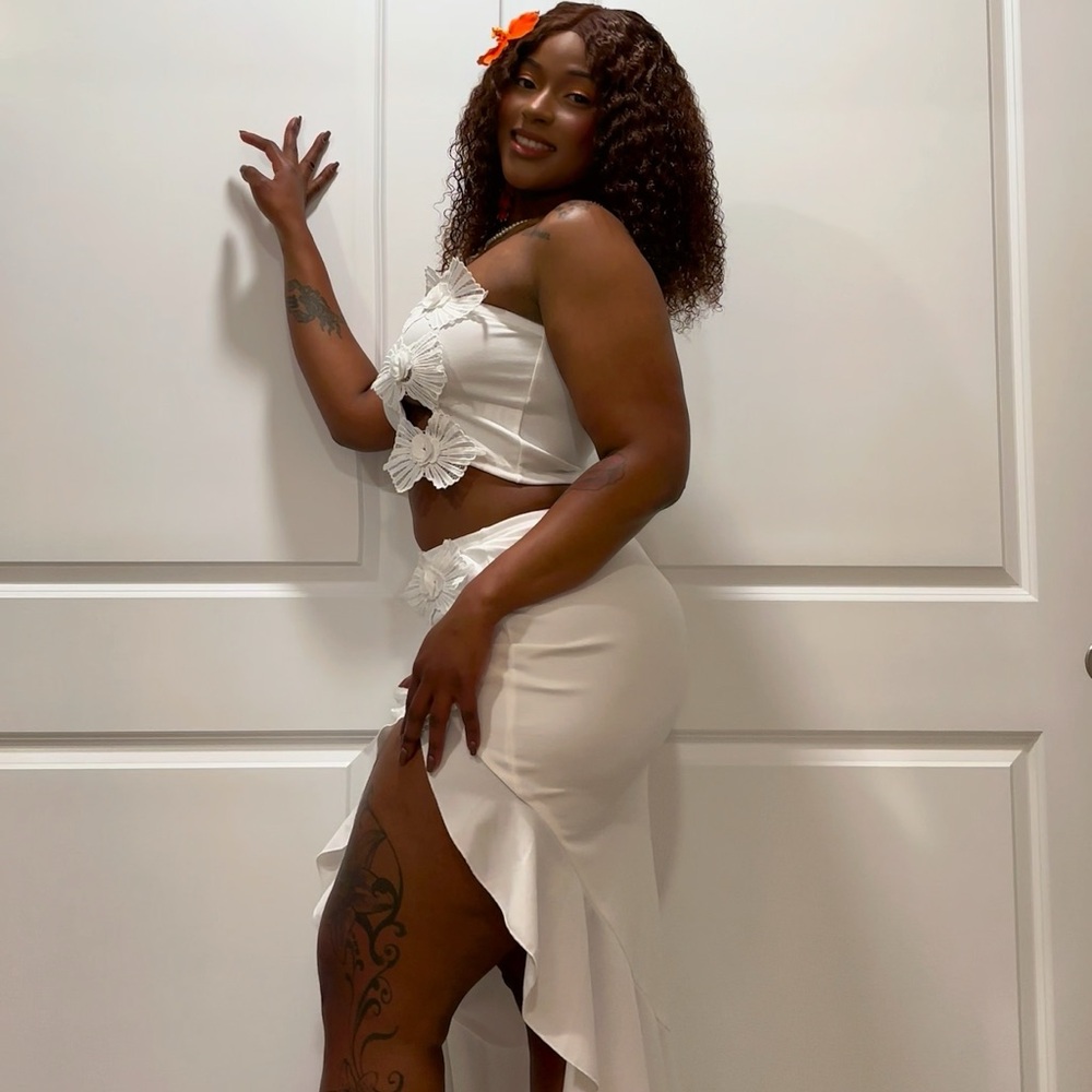 Fashion Nova White Wrap Midi Skirt Set - Picture 3 of 4